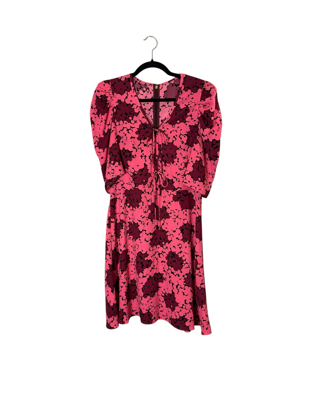 kate spade Women’s Pink Burgundy Floral Puffy Sleeve Cottagecore Midi Dress sz 6